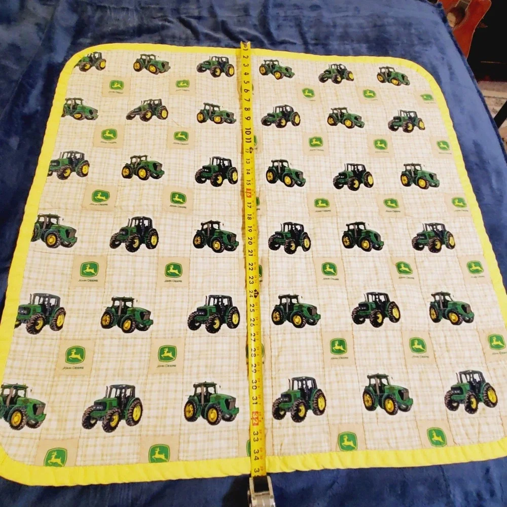 John Deere Tractor Baby Toddler Quilt Handmade Handcrafted Approx 35